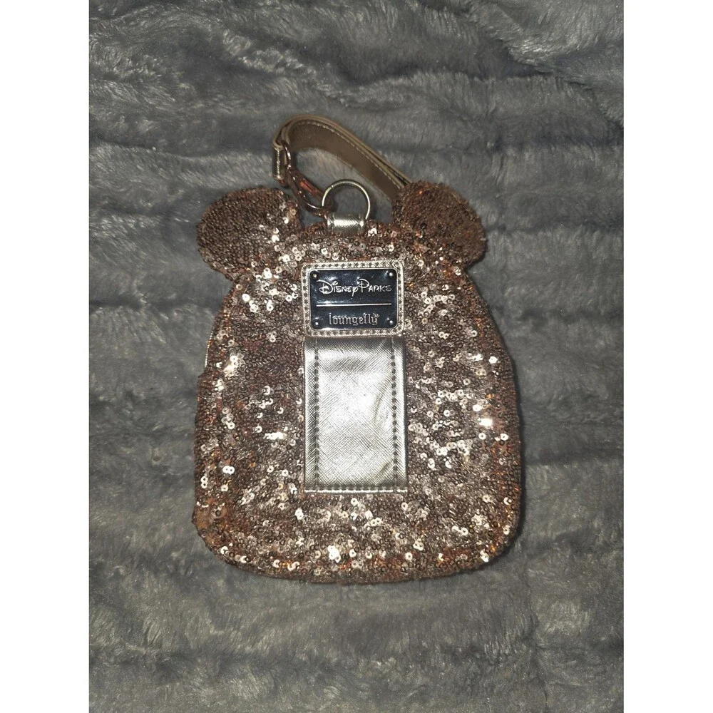 Loungefly Disney parks rose gold sequin belt bag mini backpack bookbag purse bag